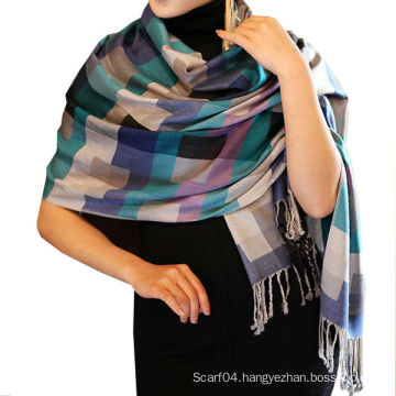 Fashion Viscose Check Pattern Pashmina Scarf